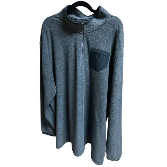 ADIDAS Primegreen Men's 1/4 Grey Quarter-Zip Pullover Golf Pocket FLEECE Sz 3XLT - Picture 1 of 11